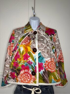 Signature for You Floral Paisley Button Jacket multicolor size 10